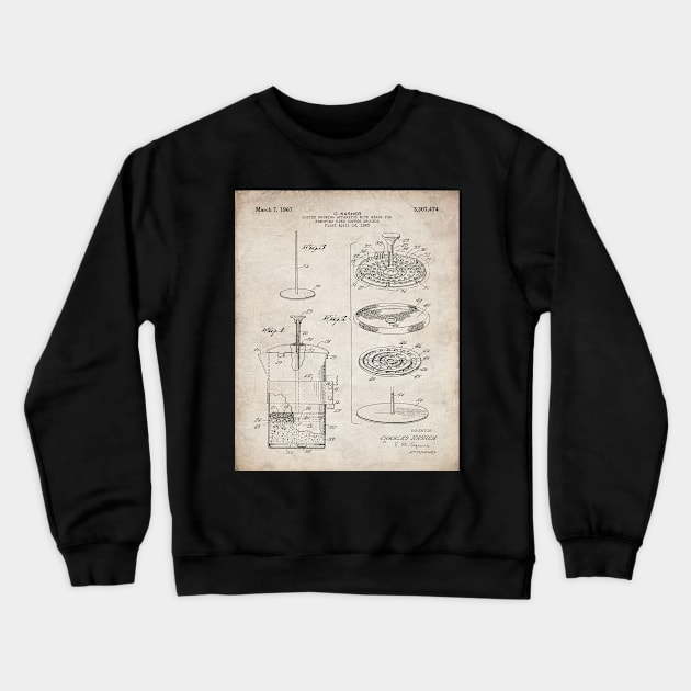 Coffee Filter Patent - Coffee Shop Art - Antique Crewneck Sweatshirt by patentpress